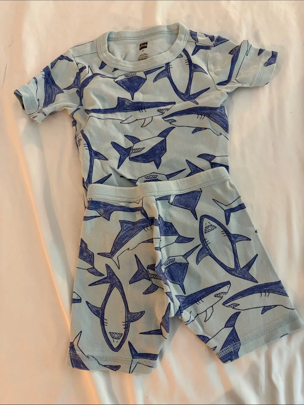 Tea Collection Light Blue and Navy Shark Pajama Set